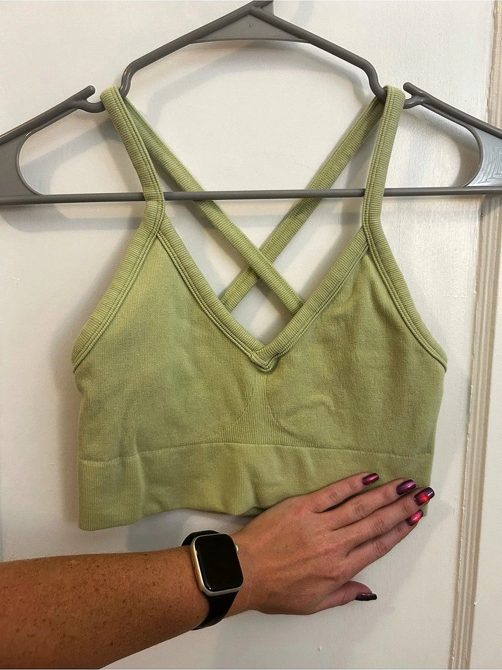alo Seamless Women's Green Crop Top Size Medium Like New